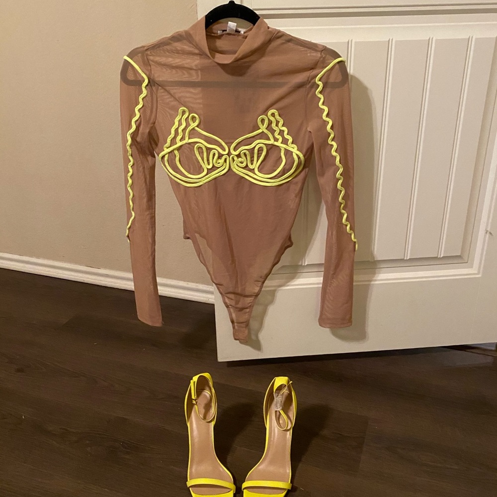 Draya Top - Mesh Nude Neon Rope Top